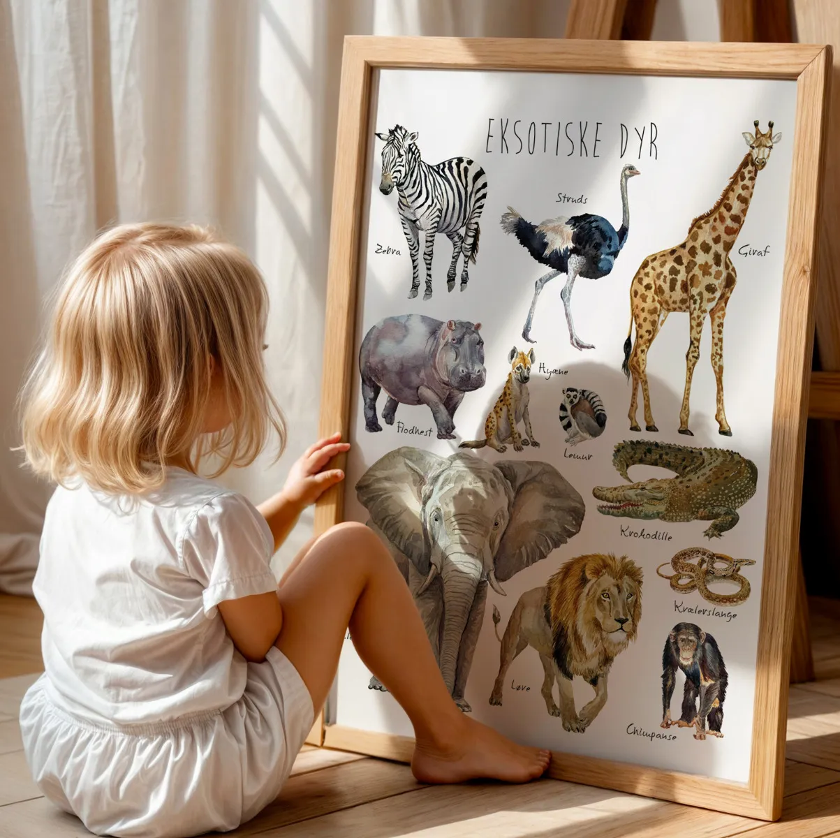 Abcleg Plakat - Eksotiske dyr 50 x 70 Eksotiskedyr50x70