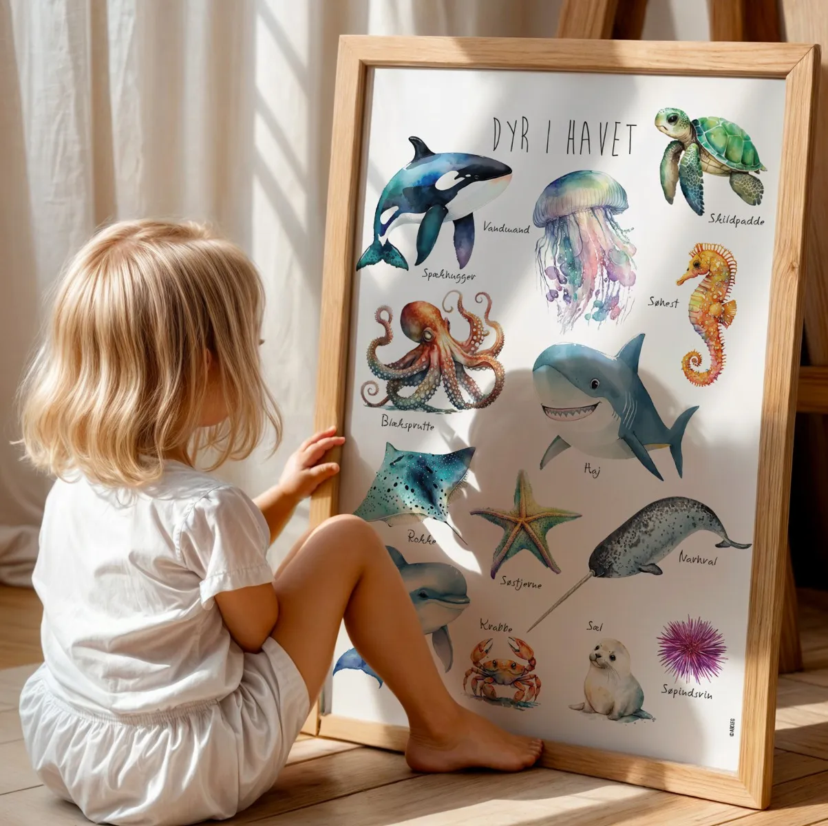 Abcleg plakat - Dyr i havet-B2 (50 x 70) Havdyrpl-B2