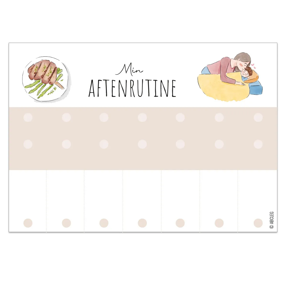 Fleksibel Tjekliste Aftenrutine til piktogrammer – KUN tjeklisten 99-tjekafttom