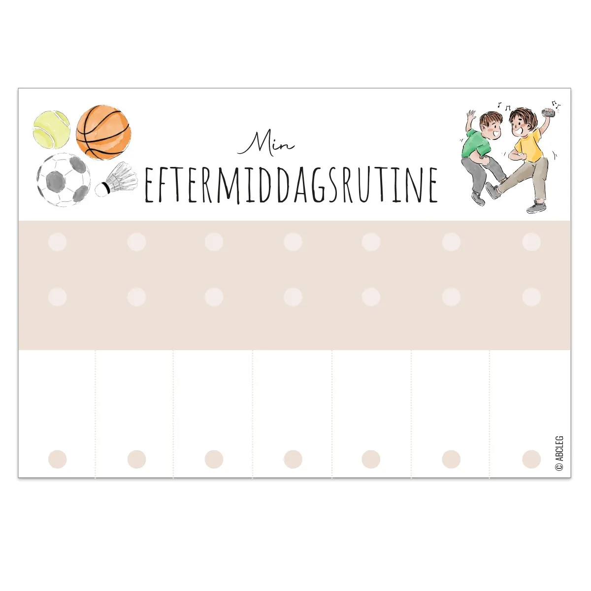 Fleksibel Tjekliste Eftermiddagsrutine til piktogrammer – KUN tjeklisten 99-tjekeftertom
