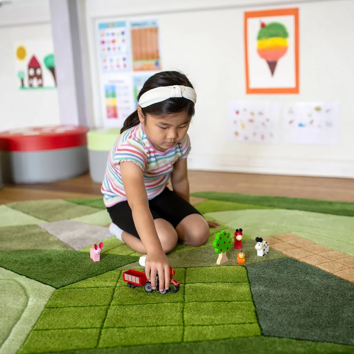 Legetæppe Landskab 160 x 160 cm Deluxe 60-MAT1322