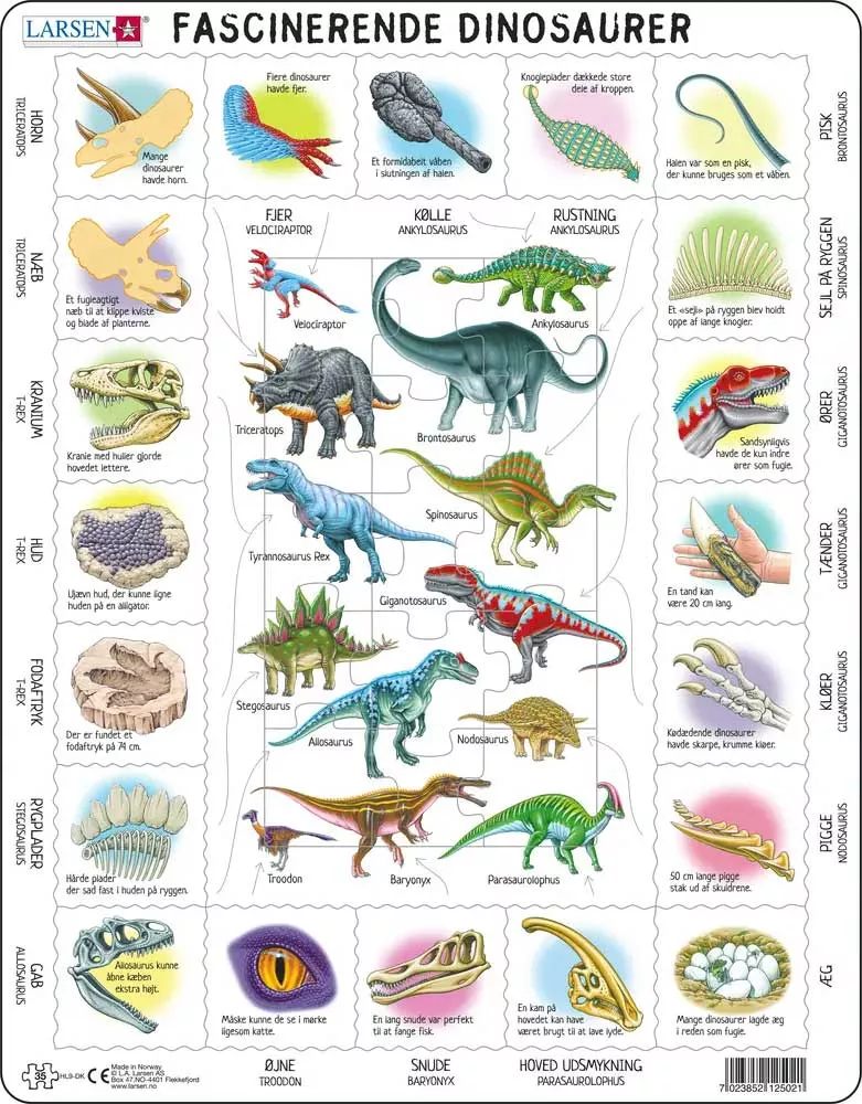 Larsen Puslespil - Lær om dinosaurer, 35 brikker LA12502