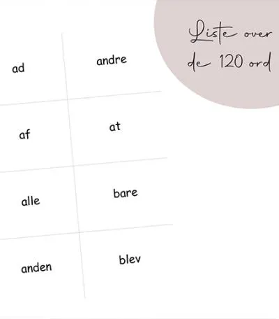 Download liste over de 120 hyppigste ord